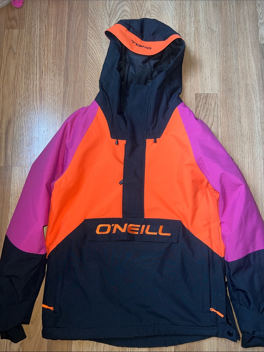 O'Neill Kids Colorblock Hooded Raincoat - Orange, Pink & Black